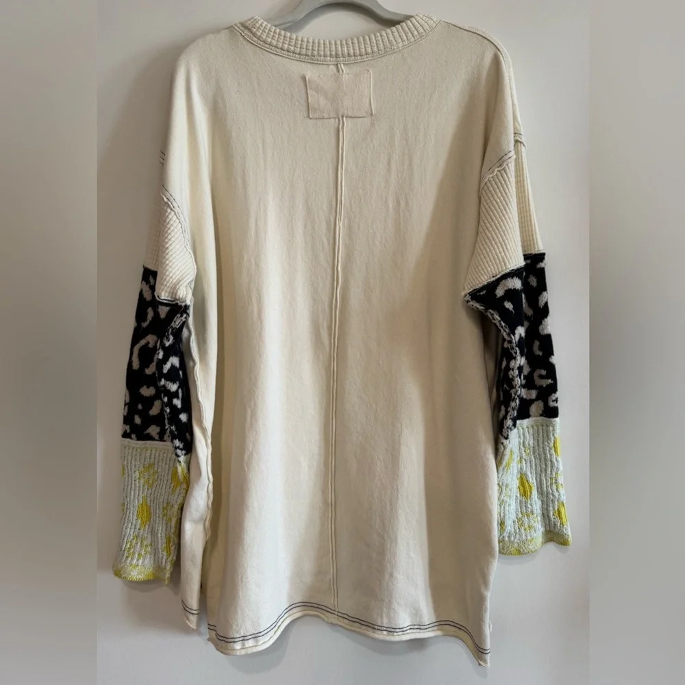 NEW Free People We The Free Tiger Style Cuff Tunic Sweater in Tea Combo Size L - Picture 6 of 12